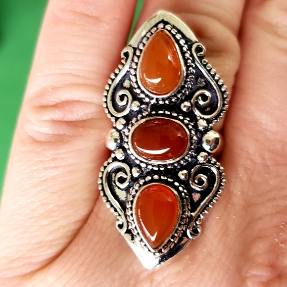 ***Sale***New Carnelian 925 Silver Statement Ring. - Picture 5 of 9